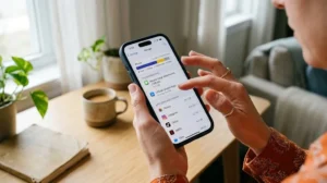 Persoon maakt smartphone sneller via instellingen en opslagbeheer op telefoon